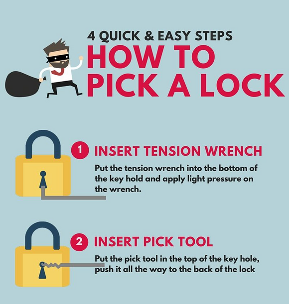 Infographic: 4 Quick & Easy Ways to Pick a Lock