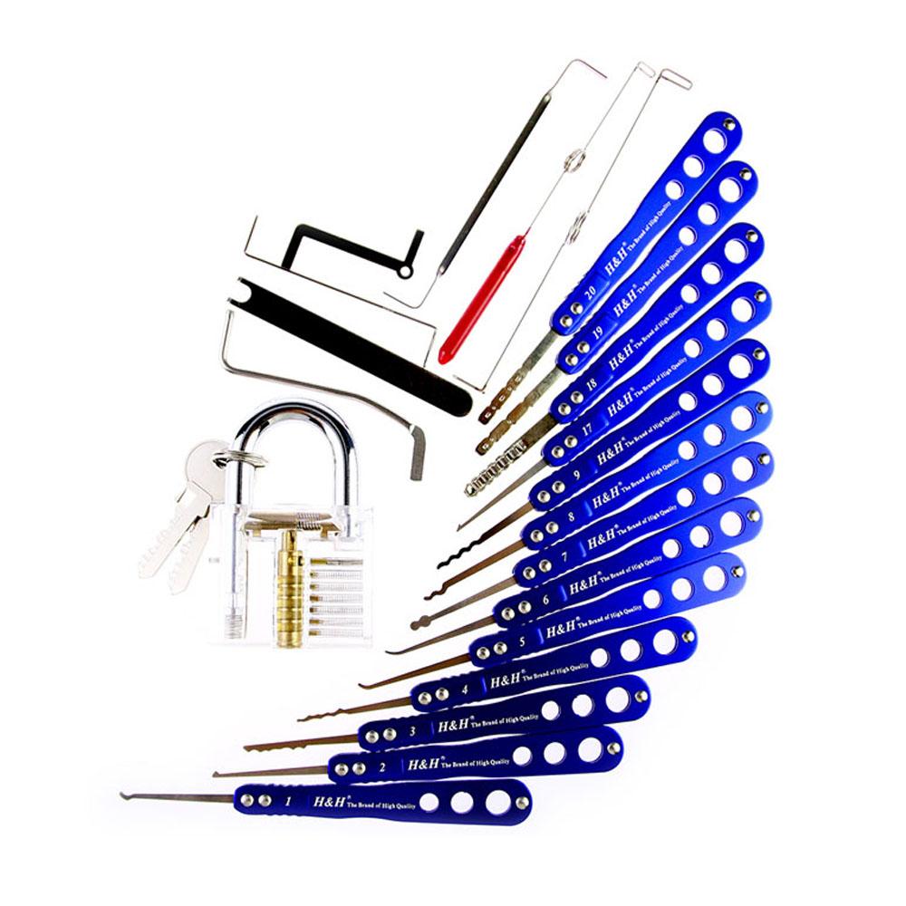 Lock Pecs H&H 20 Lock Picks Set Transparent Practice Padlock Bundle – Lockpickable