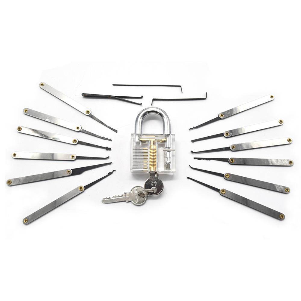 Transparent Practice Padlock 12 Piece Unlocking Lock Pick Set Key Extr ...